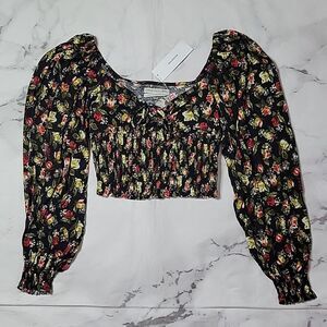 Urban Outfitters Long Sleeve Floral Crop Top